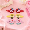 6 Pcs Girls Snap Hair Clips, Embroidered Barrettes with Fruit