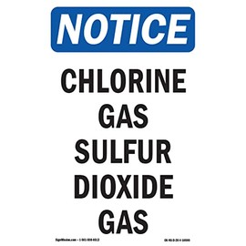 OSHA Notice Signs - Chlorine Gas Sulfur Dioxide Gas | 10 Pack of Decals | Protect Your Business, Construction Site, Warehouse | Made in The USA