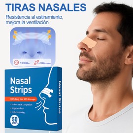 Tiras Nasales, 50Pcs Las Tiras Nasales para Dormir Sanas,Respirar Bien Tiras Nasales Solución Anti Ronquidos para Mujeres Hombres Mejora la Respiración y Calidad del Sueño