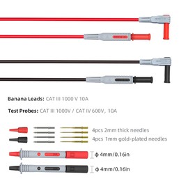Cleqee 18pcs Multimeter Test Lead Kit with Alligator Clip, Banana Plunger, Mini Grabber Test Hook Clip for Multimeter Voltmeter Clamp Meter Interchangeable Probe Set