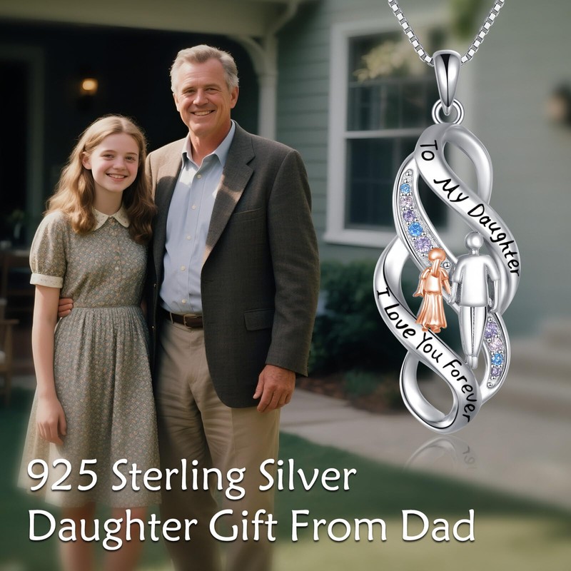 AOBOCO Daughter Necklace Gift from Dad Sterling Silver To My