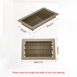 PATIKIL 10 x 6 Inch Floor Register, 1pcs Heavy Duty Air Vent Cover Steel Adjustable Decor Vents Easy Adjust Floor Grates for Sidewall Home Office, Brown