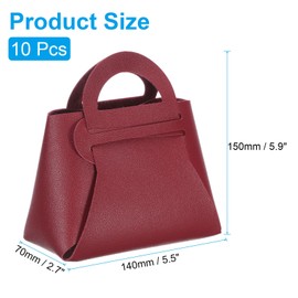 uxcell 10Pcs PU Leather Red Gift Boxes with Handles, 5.5 x 2.8 x 6 Party Favor Bag Reusable Candy Gift Boxes