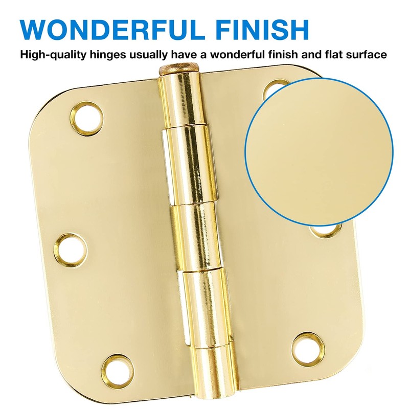Rounded Door Hinges 3-1/2" x 3.5 inch, 5/8 Radius, Polished