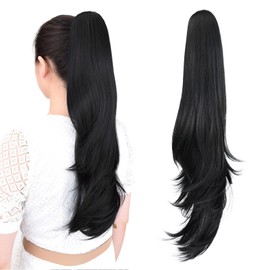ponytail extension,22" claw clip hair extensions ponytail Long straight hair Hair Extension Natural Looking Synthetic Hairpiece for Women Black