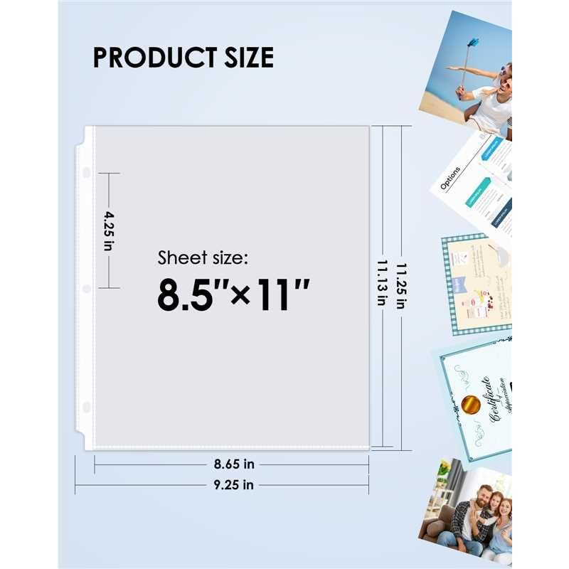 KTRIO 50 Pack Sheet Protectors for 3 Ring Binder, Non