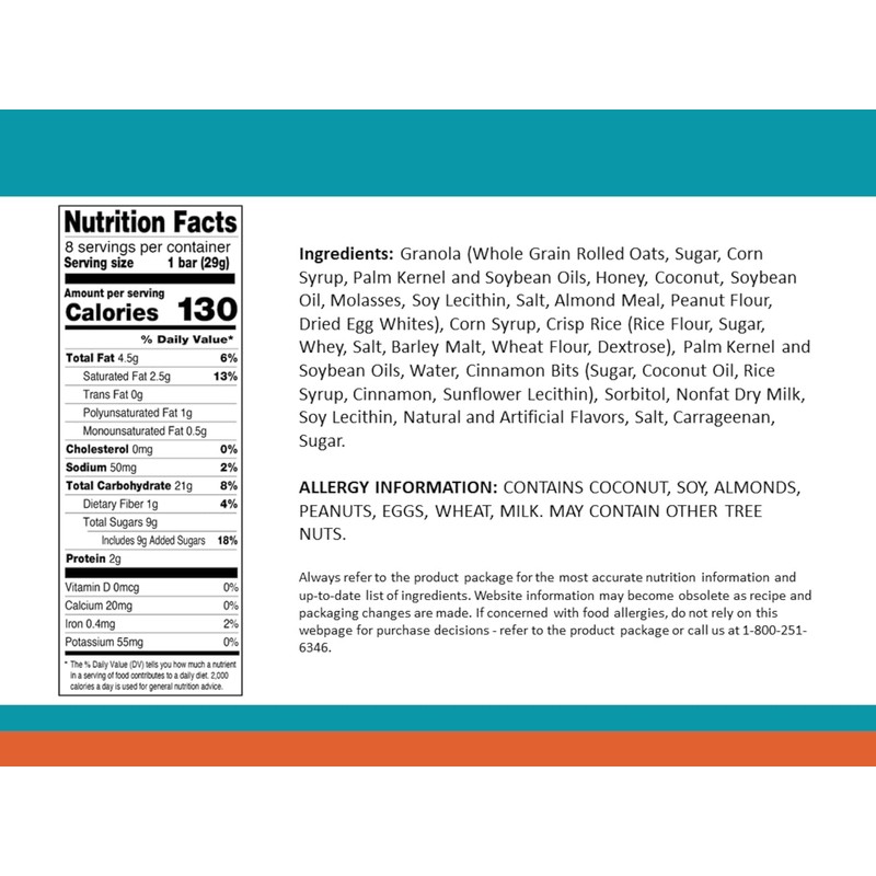 Sunbelt Bakery Snickerdoodle Chewy Granola Bars, 4 Boxes, 32 Individually