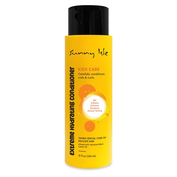 Sunny Isle Extremely Moisturising Conditioner for Children, 12 oz | Gentle Conditioner for Kids' Curls, Waves and Curls | Infused with Jamaican Black Castor Oil