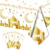 2Pcs Ramadan Table Cloth for Eid Tablecloths Party,130*220cm White Gold
