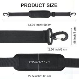 Wanmu Adjustable Shoulder Strap, 63 Inch Universal Soft Bag Strap Replacement, Comfortable Belt with Metal Hooks, Crossbody Straps for Briefcase, Computer Messenger Bag, Laptop Case Luggage, Duffel,