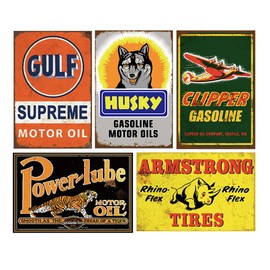 24 Pieces Reproduced Vintage Style Garage Tin Signs, Nostalgic Decor for Man Cave Bar Home