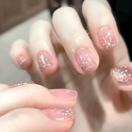 COLORBIRD Nail Tips Short Sheer Pink Tip Lamegrad Smooth Stick On False Nails 24 Pieces (R559)