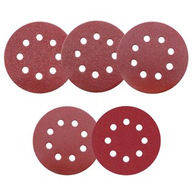 Maveek 50 Pieces 8-Holes Discs Pads 5 inch/ 125 mm Hook and Loop Sandpaper Sanding Discs Pads, 5 Models, Each Model 10 Pieces, 40/60/ 80/100/ 120 Assorted Grits