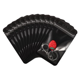 Rimiko 100pcs Clear Ziplock Bags, Resealable Sample Bags, Small Plastic Bag with Hanging Hole, Reusable Zip Pouches for Sample Packaging, Retail, Food and Items Storage (Black, 3.5"x6.3")