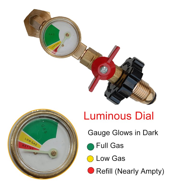 HHXS POL Propane Refill Elbow Adapter with Propane Tank Gauge,
