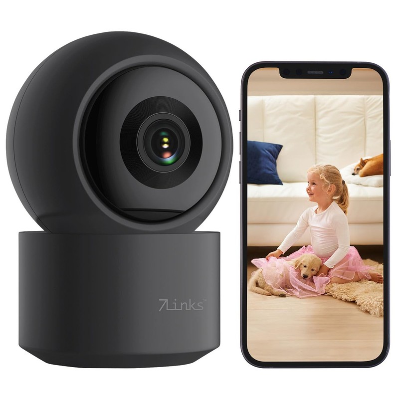 7links Indoor Surveillance Camera: 2K Pan-Tilt Surveillance Camera with Wi-Fi,