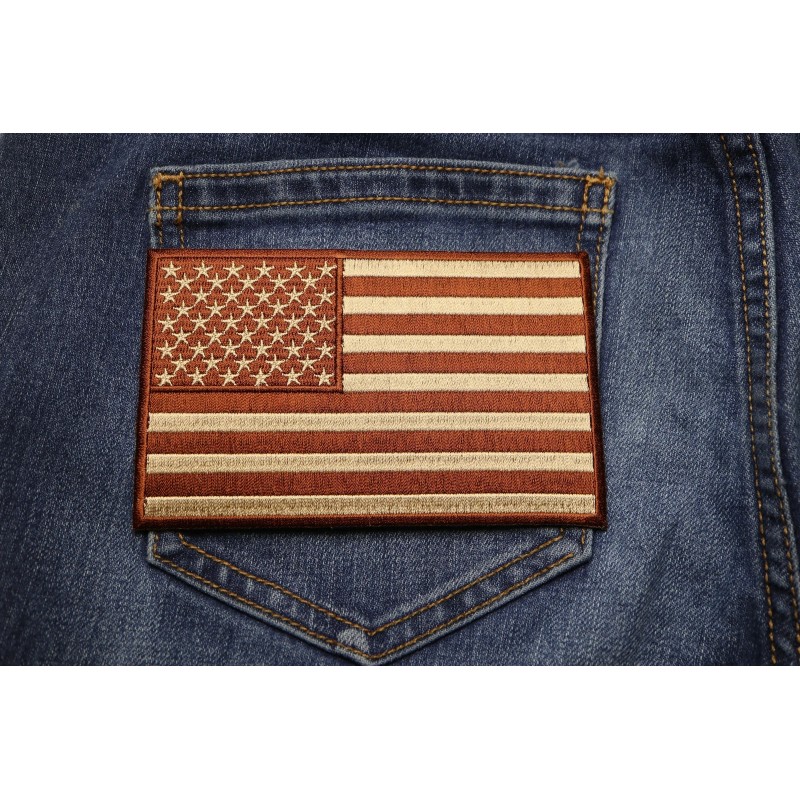 Ivamis Brown Subdued American Flag Patch- 5x3 inch - P5648