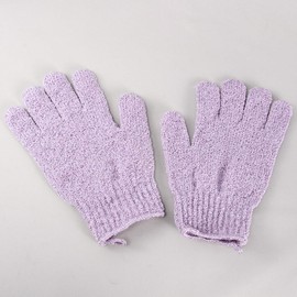 Frcolor Bath Gloves, Five Fingers, Foaming Shower Bath Gloves, Nylon, Scrubbing Gloves, Bathing Supplies, For Children and Adults, Pack of 2 (Purple)