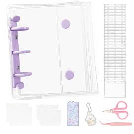 Hayexiha Sticker Album, Transparent Sticker Book, 3-Hole Ring Type, A8 Size, Sticker Storage, Transparent Refill Folder, Mini Sticker Book, Tearable, Includes 30 Replacement Refills, Sticker Album For