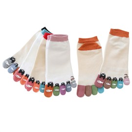 Women's Five Finger Socks, Four Seasons, Cute Socks, Women's, For Work or School, Summer, Five Finger Socks, 5 Pairs in 5 Colors, Free size