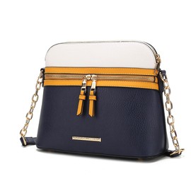 MKF Collection - Bolso bandolera para mujer, piel vegana, con múltiples bolsillos, bandolera de Mia K, Karelyn Azul Marino-Amarillo
