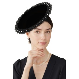 Coucoland Fascinators Hats for Women - Tea Party Cocktail Kentucky Fascinator Elegant Flat Derby Hat with Hair Clip for Party Black