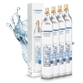 Wessper 4 x CO2 cylinders, suitable for SodaStream, Aarke, Brita, WasserMaxx and many more water carbonators, 425 g (60 l)