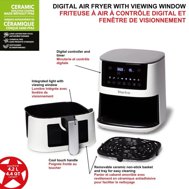 Starfrit Electric Digital Air Fryer - 4.2L Capacity - Ceramic