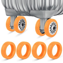 PEUTIER 8pcs Luggage Wheel Covers, Silicone Suitcase Wheel Protector Anti-Wear Reduce Vibration & Noise Suitcase Caster Cover Replacement for Most 8 Spinner Carry-On Luggage (Orange)