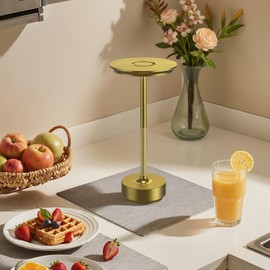 2-Pack Rechargeable Cordless Table Lamps – 5000mAh Battery-Powered LED Touch Lamps with 3 Color Modes & Stepless Dimming – Portable Metal Table Lights for Outdoor, Dining, Restaurant, Camping (Gold)