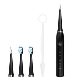 Oral Plaque/Tartar Remover for Teeth, Dental Calculus Remover Teeth Cleaning Kit with LED Light & 5 Adjustable Modes Rechargeable for Dogs and Cats - Color: Black