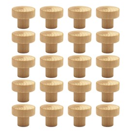 WEICHUAN 20PCS Round Unfinished Wood Cabinet Furniture Drawer Knobs Pulls Handles (Diameter: 3.6cm Height: 3cm)