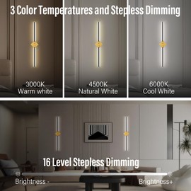 Crzbox Dimmable Battery Wall Sconce Set of 1,Battery Operated Wall Sconces with Remote Control,300°Rotation 3000K-6000K LED Wireless Wall Light for Bedroom,Background Wall, Living Room