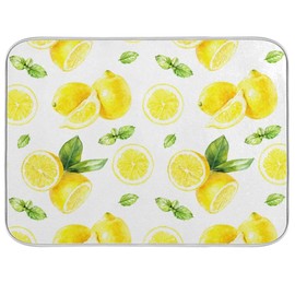 Watercolor Lemon Pattern Dish Drying Mat for Kitchen Countertops Sinks Drying Mat Absorbent Heat Resistant Dishes Drainer Pad 18 x 24 Inch