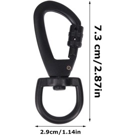 2pcs dog lead clips - with swivel snap hooks - 360° rotatable spinner - D-shaped design - Metal Clips Heavy Duty - suitable for rock climbing and dog leashes (black)
