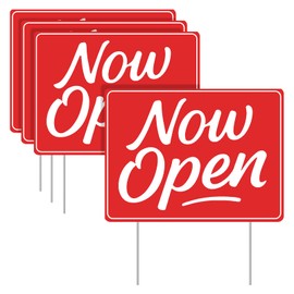BrightRow 3 Pcs Now Open Yard Signs Double-sided 15.7 x 11.8 Inches Now Open Yard Sign Banner with Stand Opening Signs for Business Customers Outdoor Store Decor