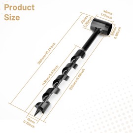 0.75"×10" Scotch Eye Wood Auger Drill Bit, Hand Auger for Bushcraft Backpack and Camping, Addition Tool to Survival and Camping Gear Packs
