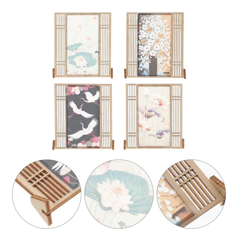 Totority 1 Set Miniature Lacquerware Folding Screen, Mini Chinese Style,