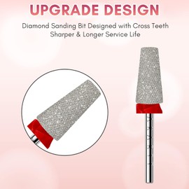 Makartt Nail Drill Bits - Tapered Barrel Carbide Diamond Sanding Buffer Bit for Nail Prep Cuticle Remove, Upgrade Nail Drill Tips with Cross Teeth and Dust-Proof Ring for Manicure Salon, F #320 Grit
