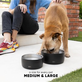 Simple Modern Simple Modern Stainless Steel Pet Water Bowl for Dogs & Cats | Reusable Insulated Stainless Steel Food Bowls for Dog Cat | No Tip No Slip BPA Free | Bentley Collection | Medium (32oz) | Riptide
