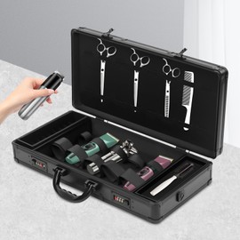 Pinelicorn 21.6 Inch Black Barber Carrying Case, Hair Stylist Tool Kits Organizer, Large Barber Beauty Salon Tool Kits Storage, Portable Travel Carry Case With Code Lock (Black)