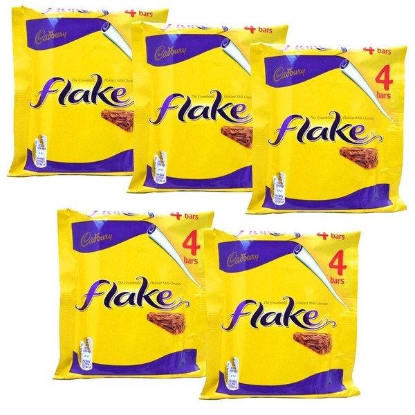 Cadbury Flake Chocolate 4 Bars Multipack 80g (Pack of 5) 20 Bars and 400g in Total