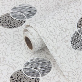 Black and White Contact Paper Geometry Pattern Peel and Stick Shelf Liner Circle Wallpaper Self Adhesive Vinyl Contact Paper for Wall Bed Room Furniture Kitchen Cabinet Countertop