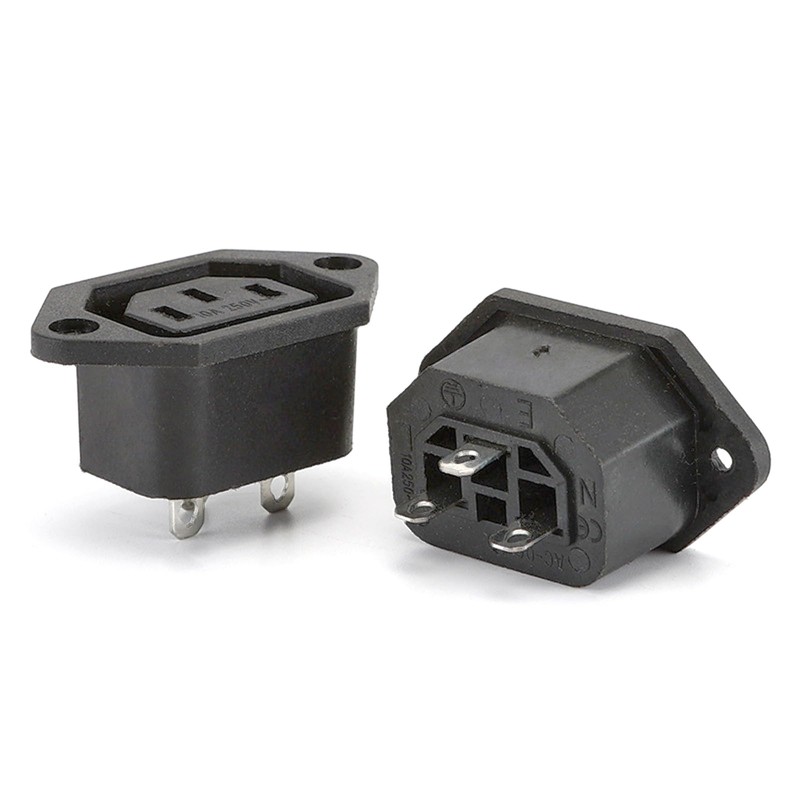 C13 Panel Mount Plug Adapter 250V AC 10A 3 Pins