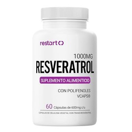 RESTART Trans Resveratrol 1000mg con Semilla de Uva 95% Polifenoles – Cápsulas Veganas Vcaps, Alta Pureza y Potencia – 60 Cápsulas (Trans-Resveratrol 