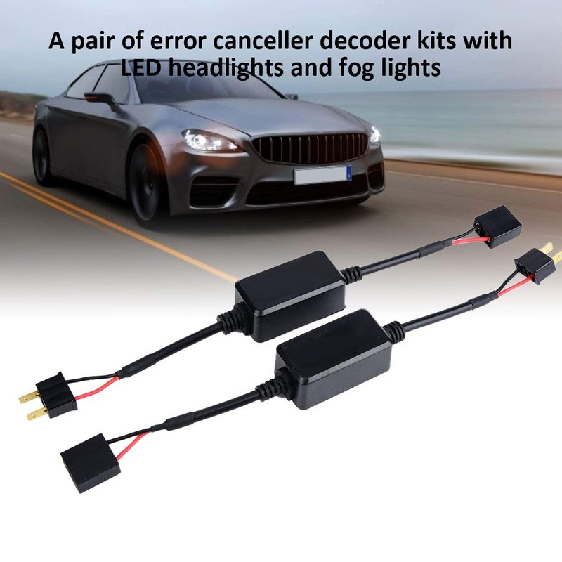 Qiilu 2pcs Car H7 LED Headlight Canbus Decoder Anti Flicker