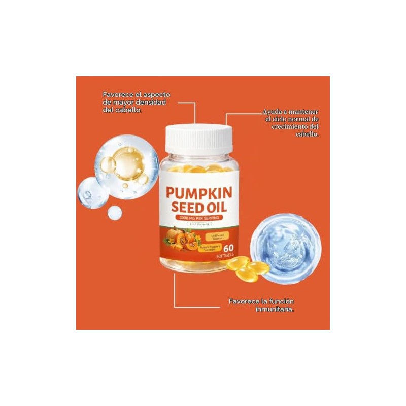 Aceite de semilla de calabaza 3000 mg, para apoyo diario