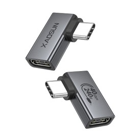 XAOSUN Right Anlge USB C Adapter, 90 Degree USB C to C Adapter 240W 40Gbps, USB C Male to USB C Female Thunderbolt 4 Adapter for MacBook,Tablet,Docks,rog Ally,steam Deck (2 Pack)