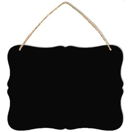 Wooden Double Sided Hanging Chalkboard Signs, Vintage Erasable Message Board Sign with Hanging String for Wedding Kitchen Home Party Decoration (Rectangle 03)