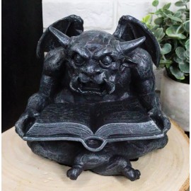 Ebros Gothic Horned Spell Reading Gargoyle Ward Figurine Sculpture Scholar
